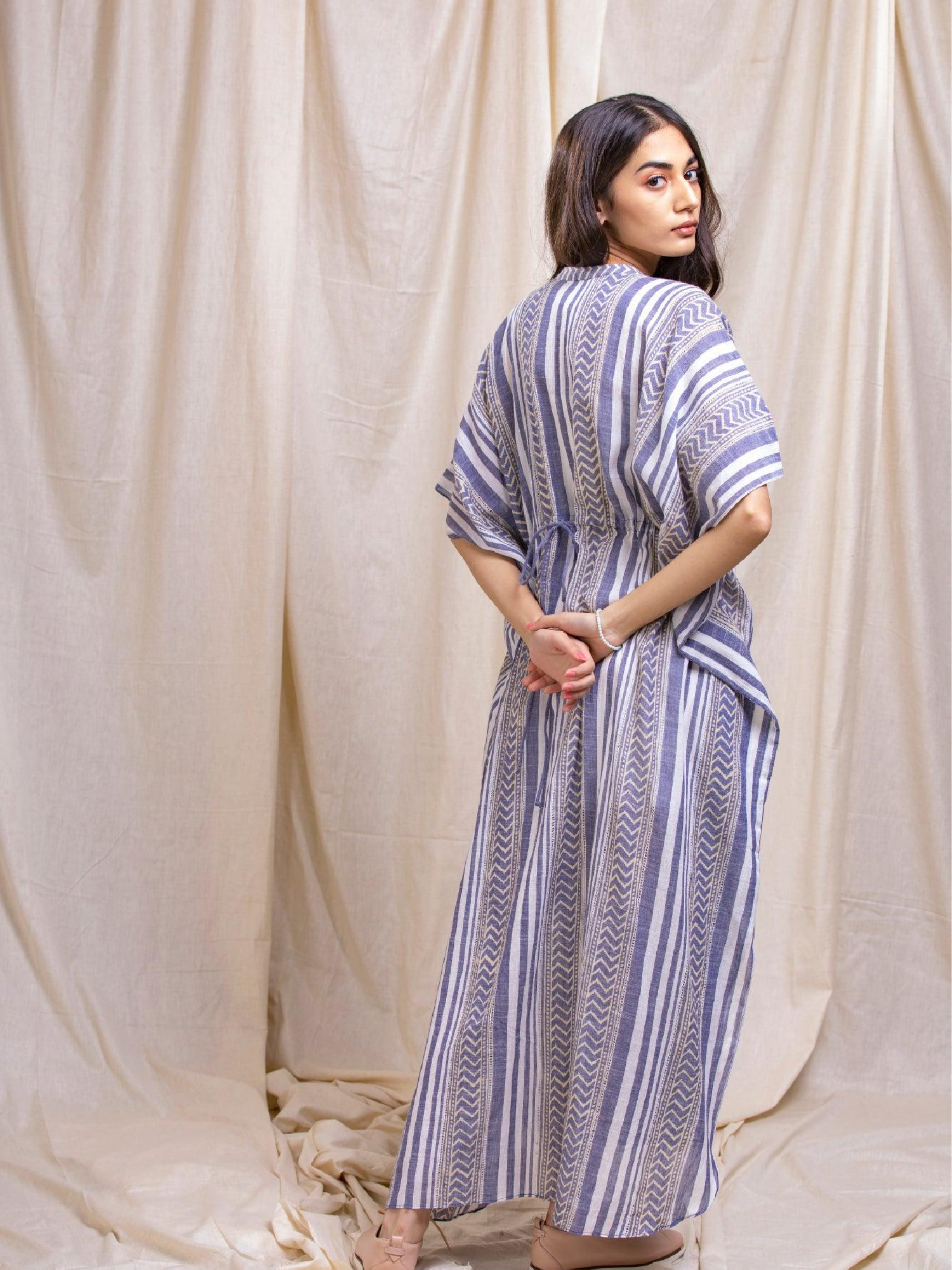 Blue Striped Kaftan Dress