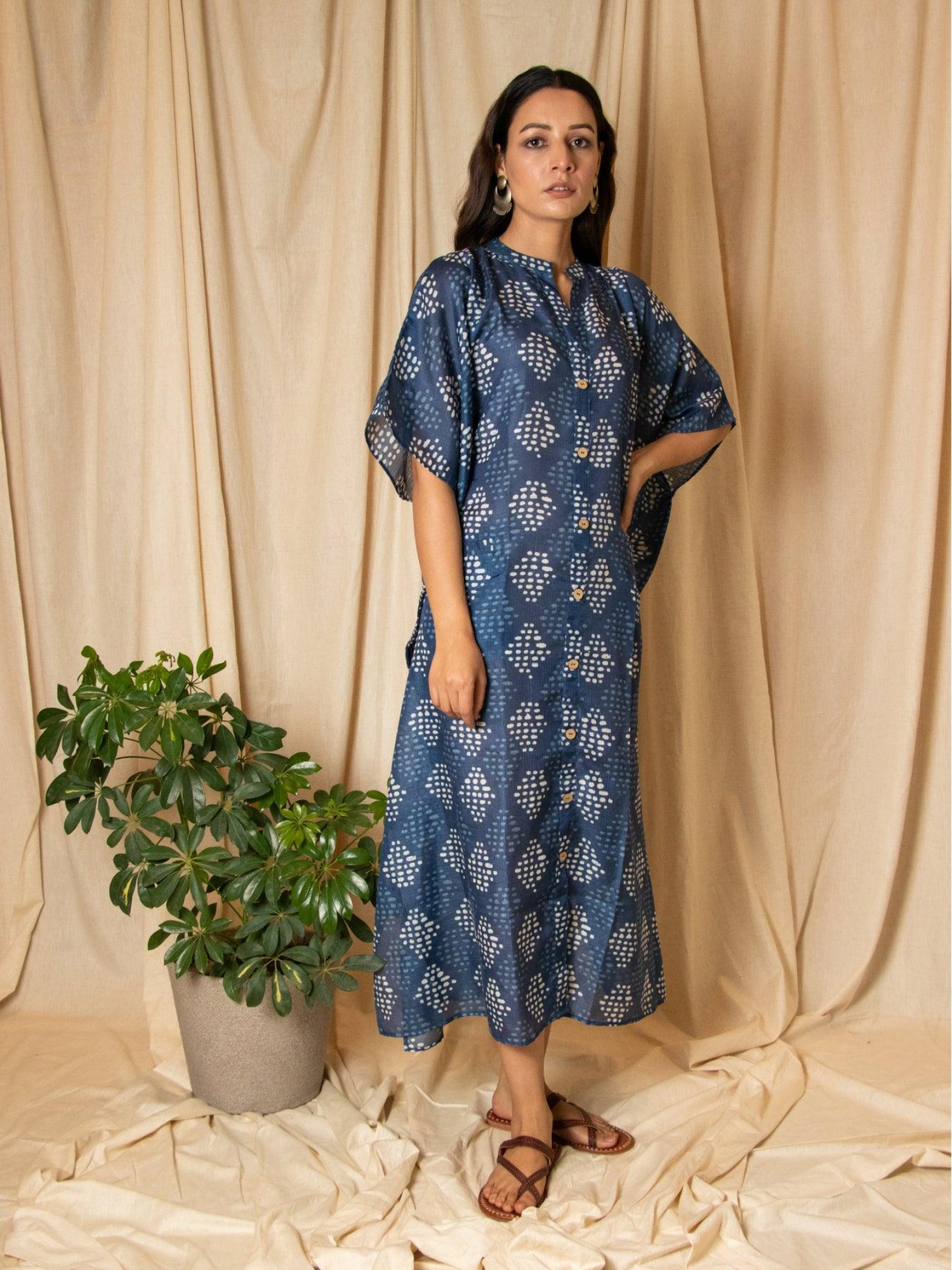 Indigo Neel Printed Kaftan Dress