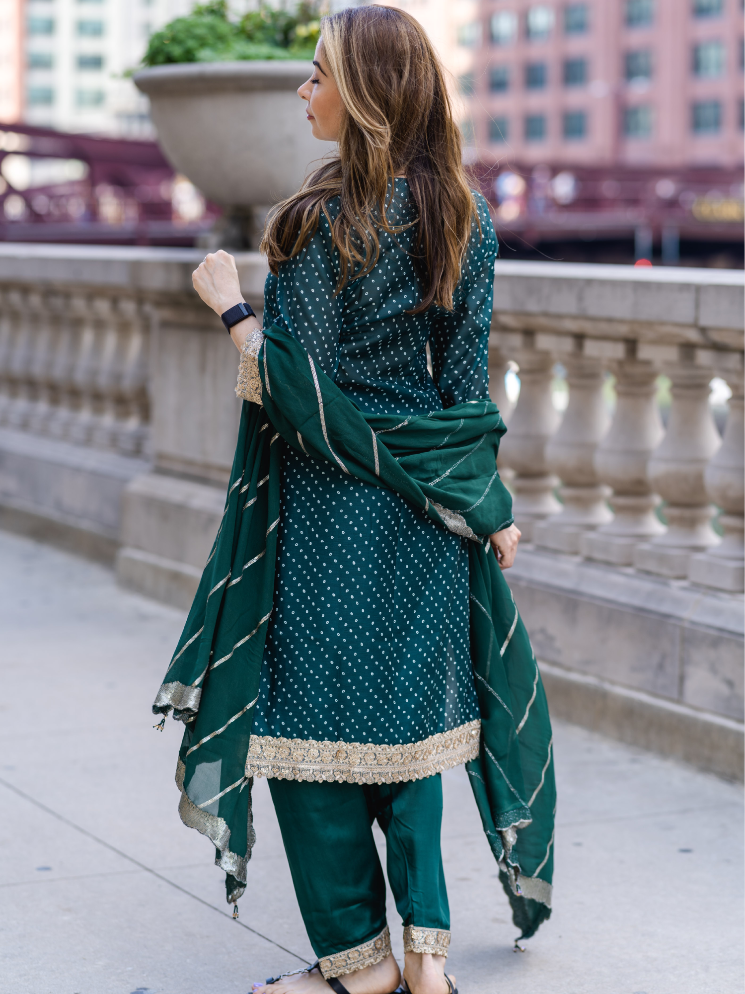 Emerald Bandhani Kurta Set