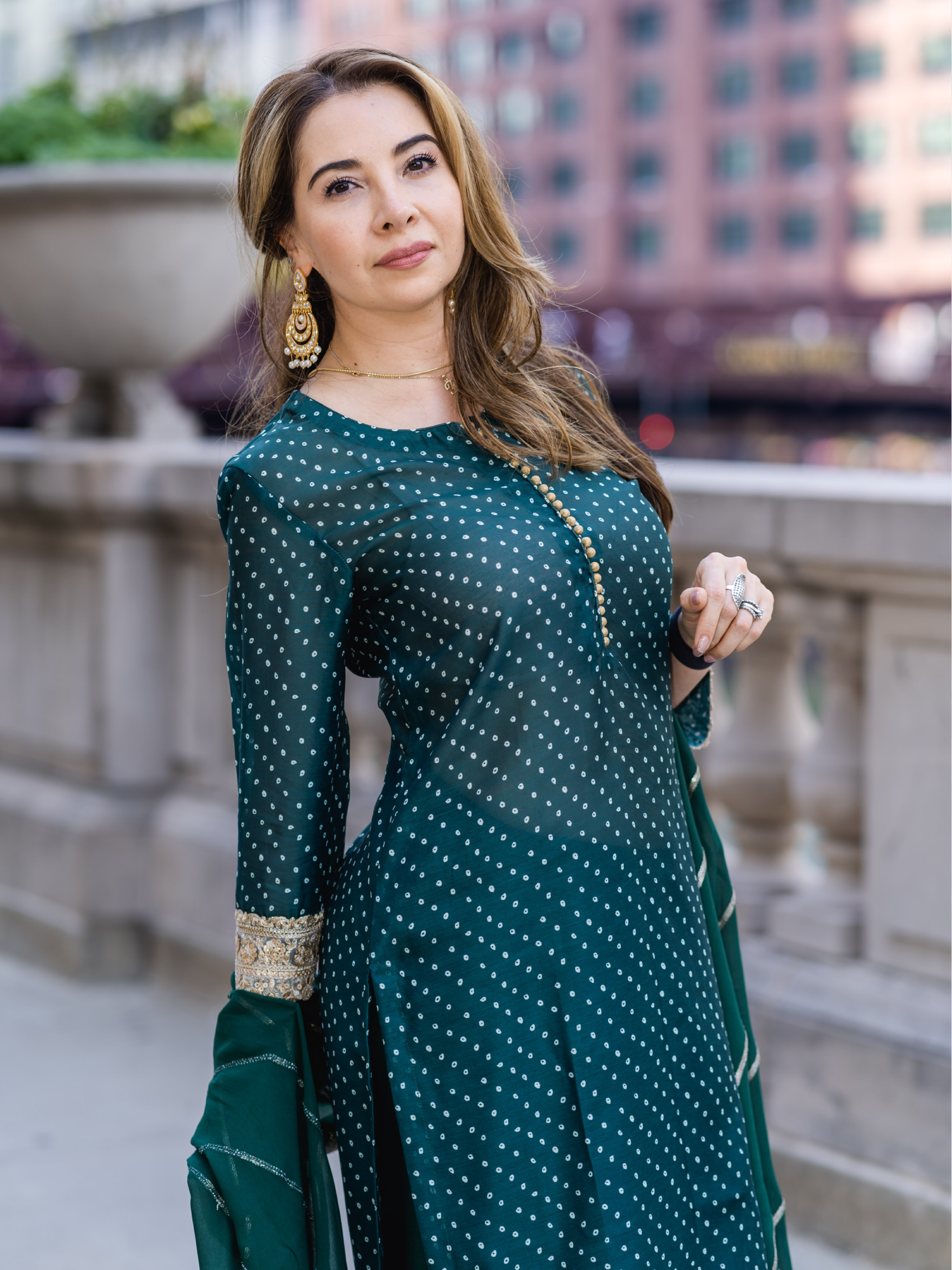 Emerald Bandhani Kurta Set