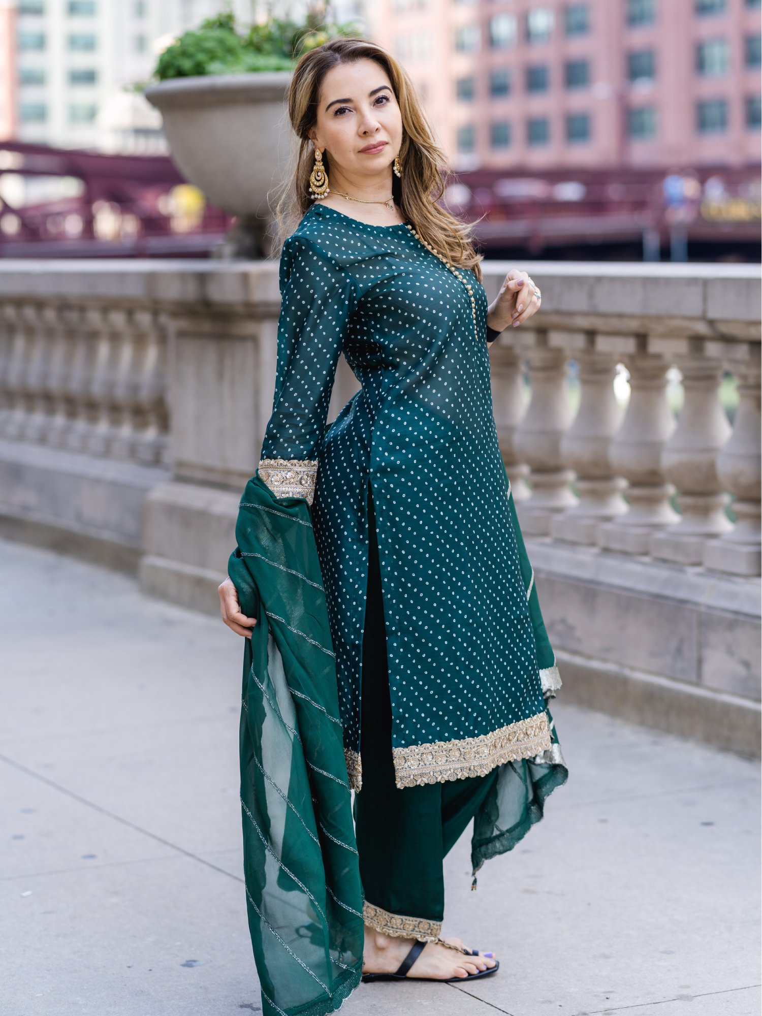 Emerald Bandhani Kurta Set