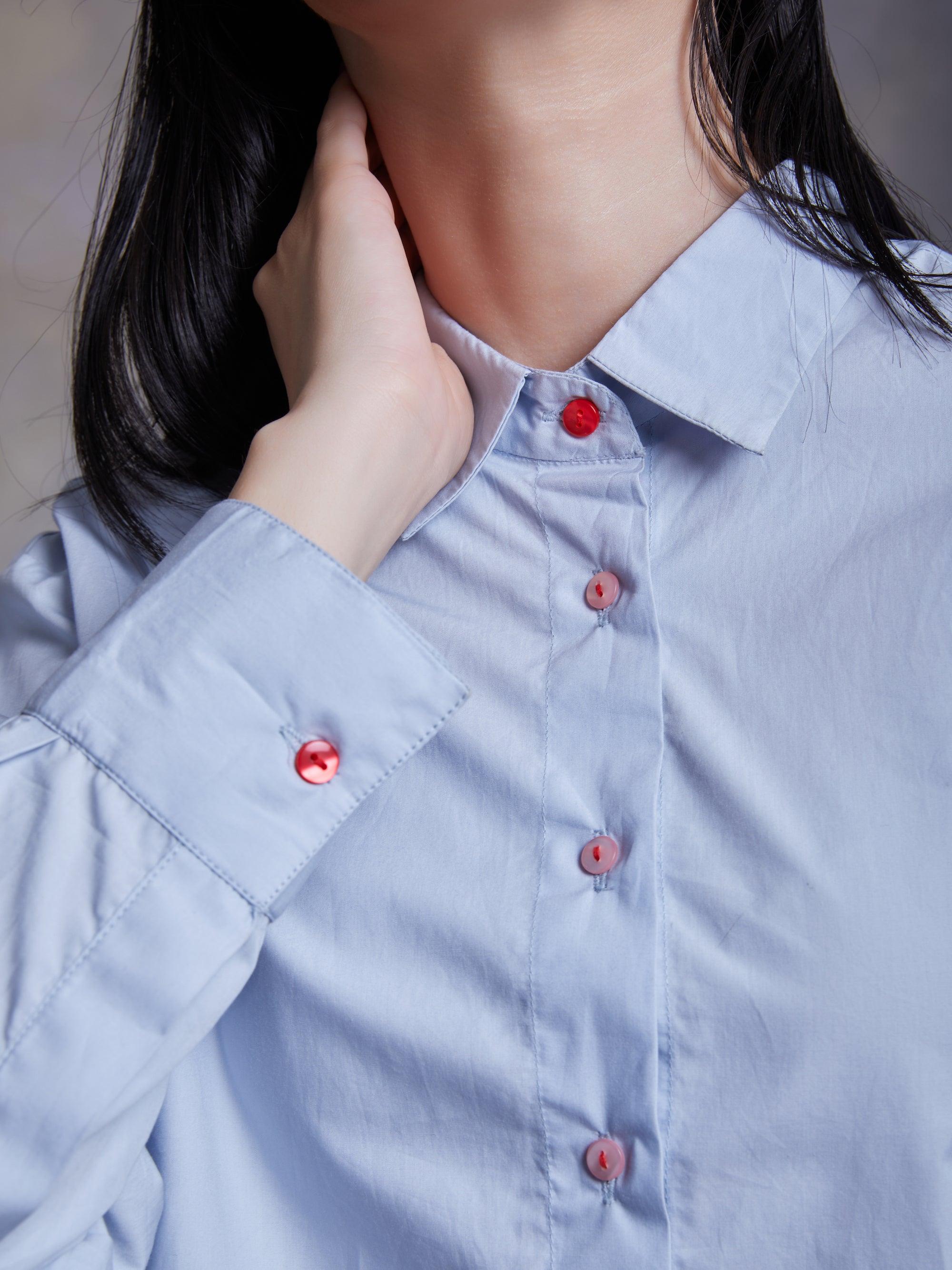 Light Blue Poplin Crop Shirt - Kapaas