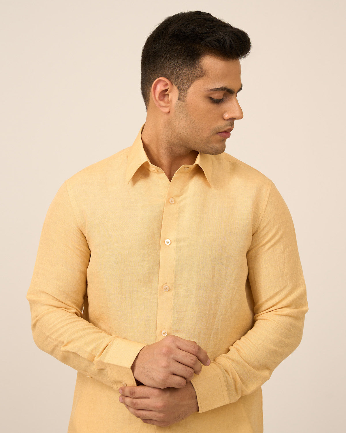 Yellow Linen Men's Shirt