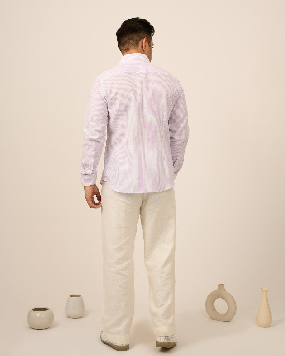 Mauve Pinstripe Linen Men's Shirt
